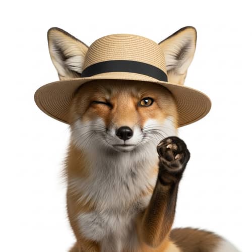 Adorable Female Fox with Gorgeous Hat | Playful Pose