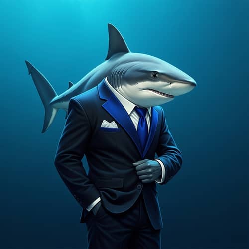 Elegant Black and Blue Suit Shark | Mystique and Charm