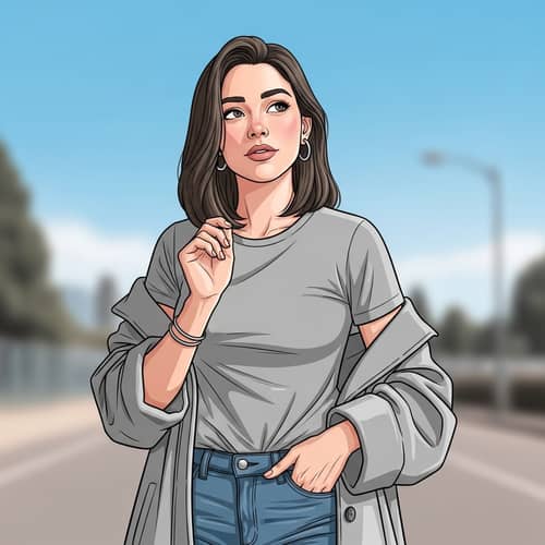 Natasha Lapinskaya - Thoughtful Woman Outdoors | Casual Attire