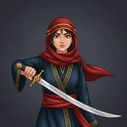 Middle-Eastern Girl with Sword - Unique Character Image
