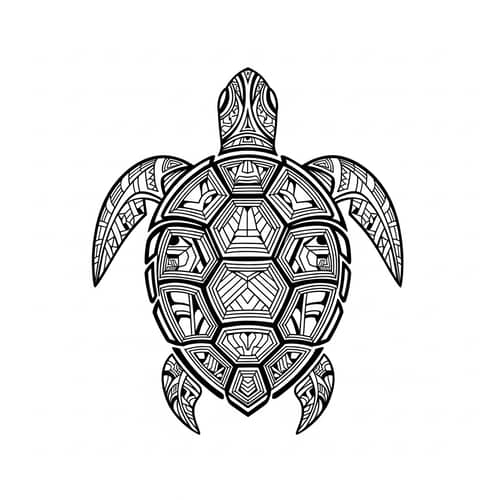 Polynesian Style Turtle Tattoo Design - Black & White