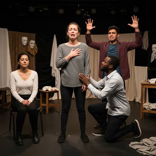 Artistic Psychodrama Scene with Diverse Role-Players