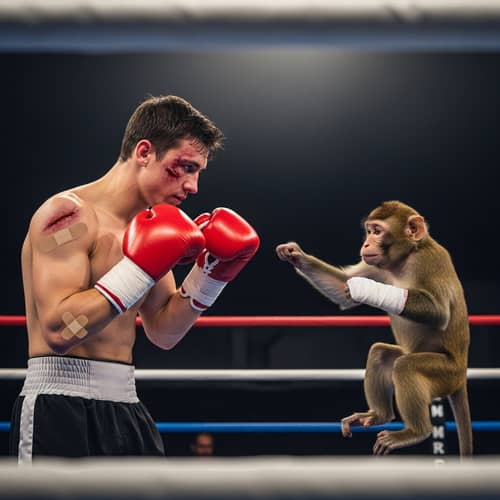 Playful Monkey vs Boxer: Amusing Match-Up with Injuries