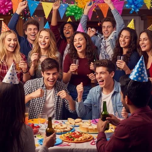 Diverse Young Teenagers Party | Festive Realistic Scene