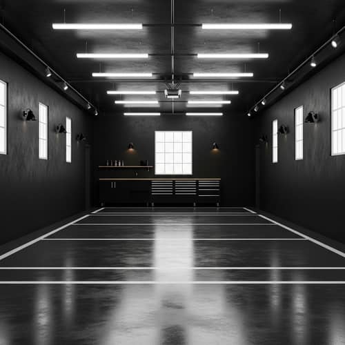 Minimalist Designed Garage Interior: Monochromatic Scheme