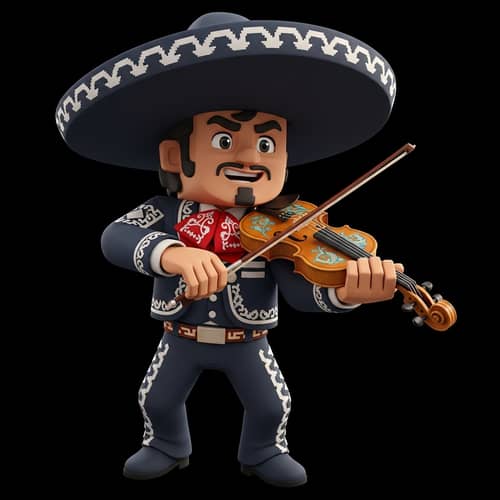 PlayStation 1 Mariachi Character with Violin | Animated Hispanic Musician
