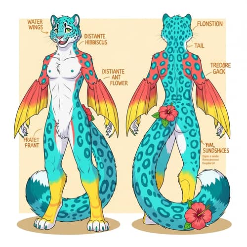 Anthro Snow Leopard Beach Theme Reference Sheet