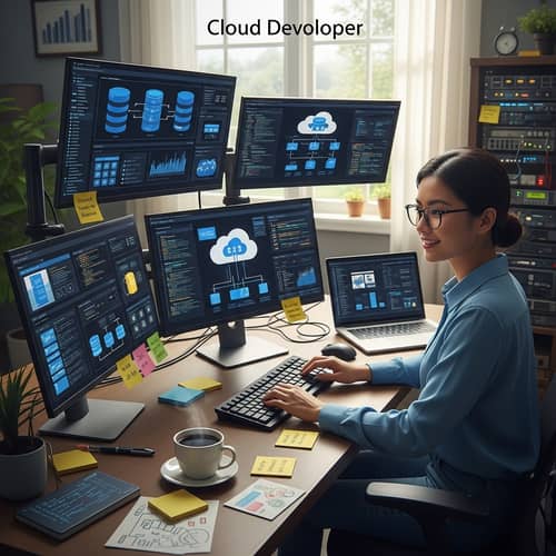 Energetic Asian Cloud Developer in Professional Work Setting