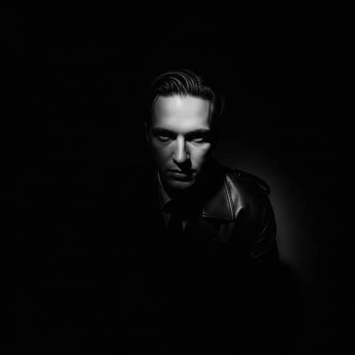 Mysterious Figure in Shadows: Atmospheric Film Noir Shot