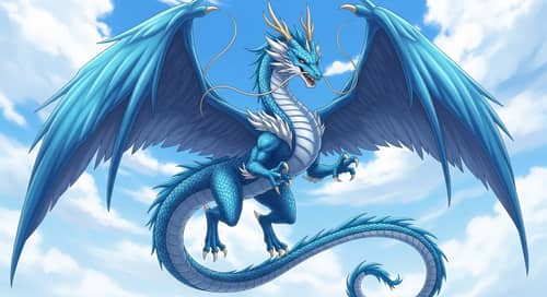 Majestic Blue Dragon in Anime Style