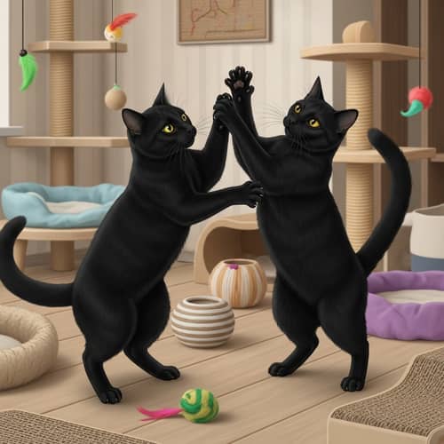 Playful Black Cats: Agile Antics in Cat-Friendly Environment