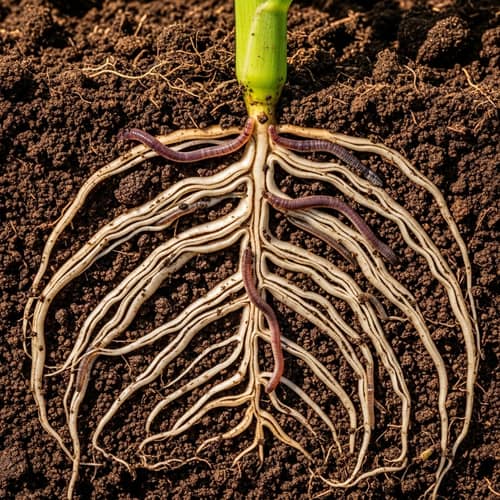 Intricate Corn Roots: A Natural Pattern in Soil
