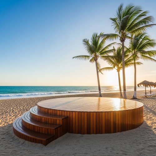Serene Beach Podium Stage | Golden Sands View