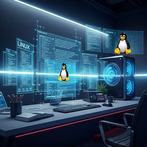 Futuristic Representation of Linux: Advanced Tech & Open-Source Ambiance