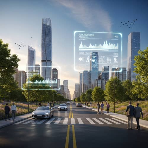 Futuristic Cityscape: Time-Series Data and Sustainable Living