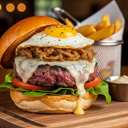 Juicy Picanha Burger with Edam Cheese and Egg