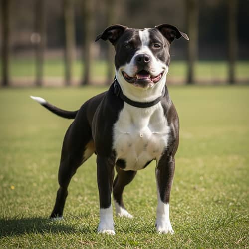 Confident and Playful Black and White Pitbull