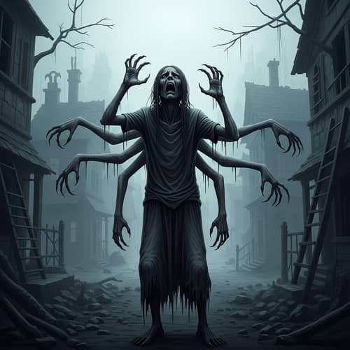 Eerie Creature Suffering in Silent Hill Style