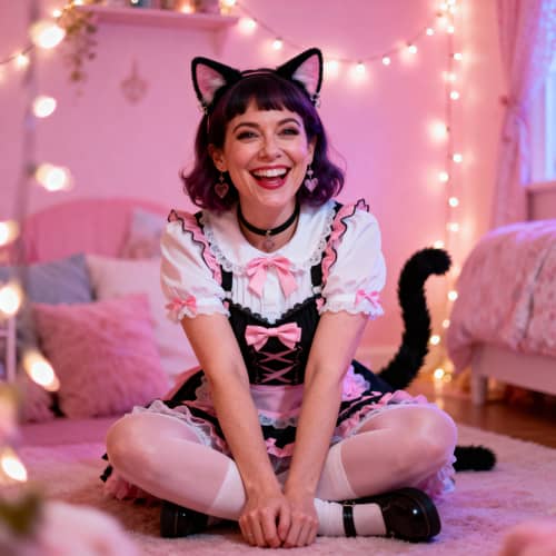 Kawaii Cat Portrait in Pastel Room Kawaii Cat Portrait in Pastel Room