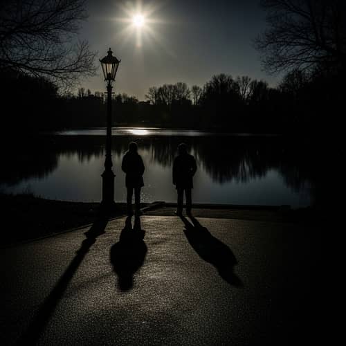 Noir Style Nighttime Scenery at Patriarch's Ponds, Moscow
