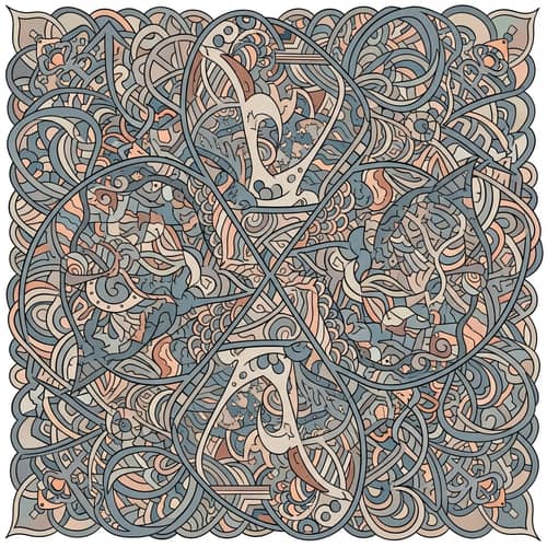 Intricate Geometric and Organic Design with Colors and Balance