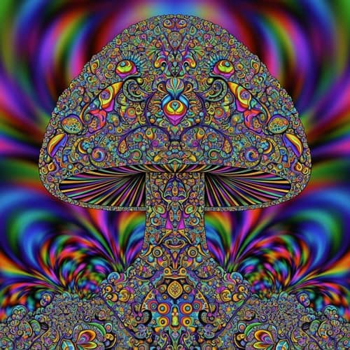 Psychedelic Fractal Colourful Pattern Mushroom