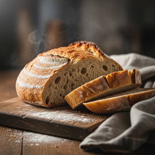 Golden Brown Crust Loaf of Bread | Fresh and Soft on Rustic Wood