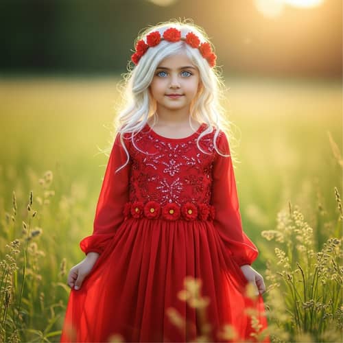 Innocence Captured: Stunning Image of a 7-Year-Old Girl in Red Dress