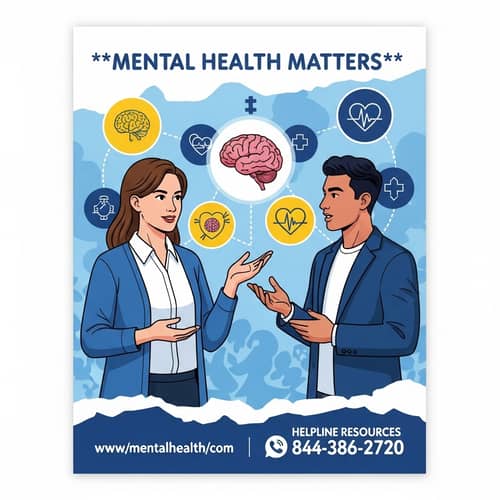Mental Health Advocacy Poster with Mental Health Professionals