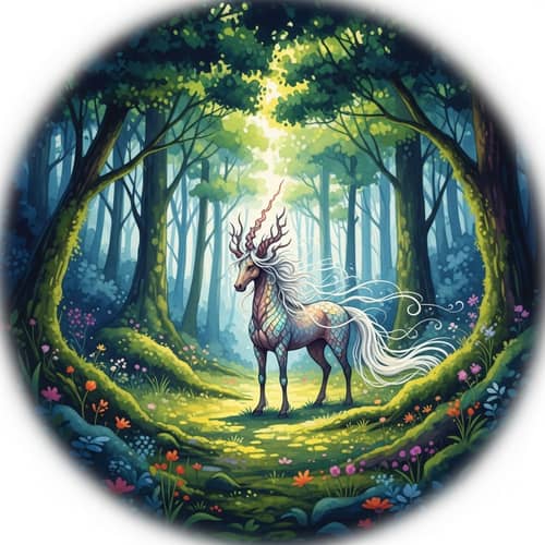 Enchanting Unicorn in Lush Forest - Watercolor Fantasy Art