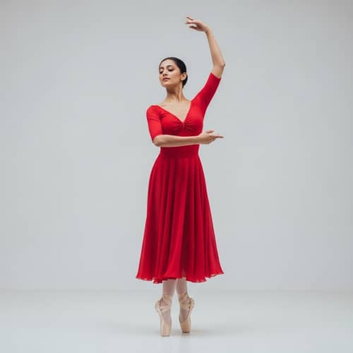 Elegant South Asian Ballerina in Red Dress