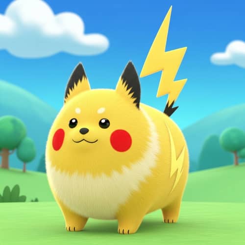 Cute Electric-Type Dog Inspired by Popular Animated Series