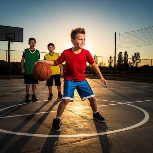 Realistic Bart Simpson Playing Basketball on Court