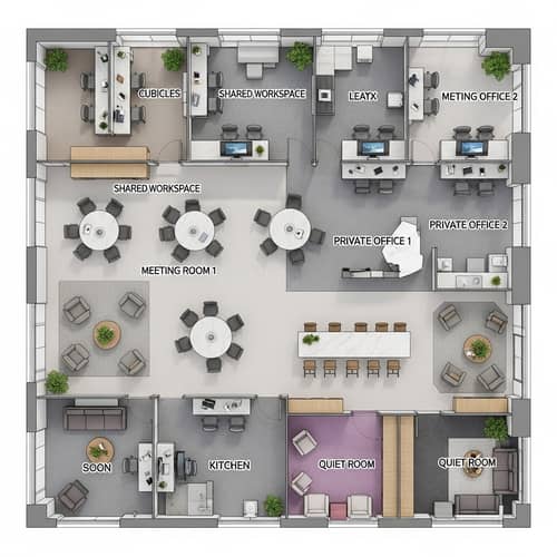 Modern Office Workspace Design | Open Concept Layout for Productivity