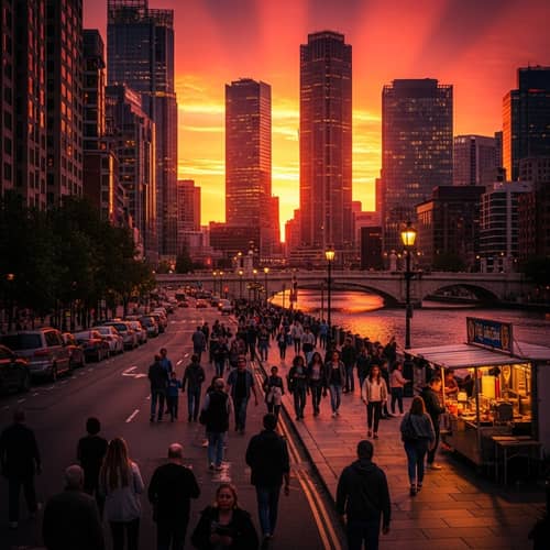 Vibrant Cityscape at Dusk | Spectacular Skylines & River Views