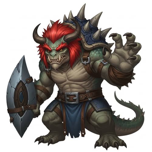 Intimidating Reptilian Creature with Spiky Shell | Battle-Ready Pose