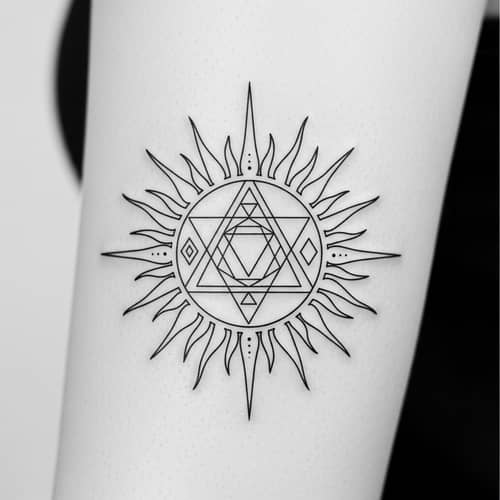 Minimalistic Tattoo Art: Elegant Sun Design