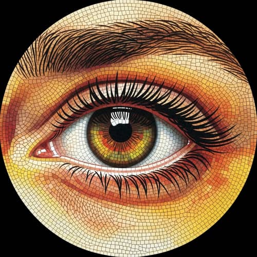 Realistic Eye Mosaic Art with Warm and Cool Colors
