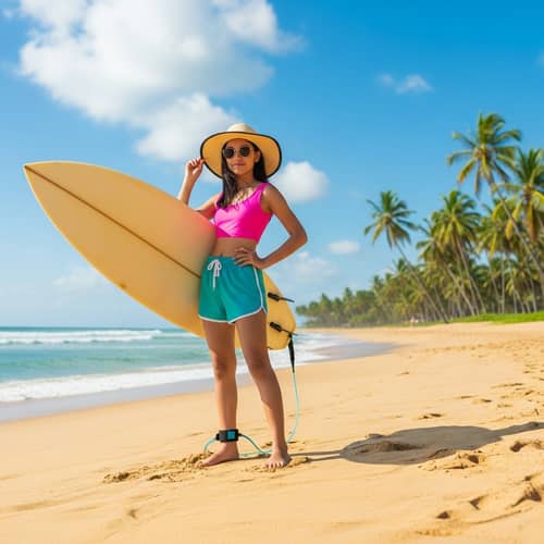 Summer Vibes: Hispanic Teenage Girl Enjoying Beach