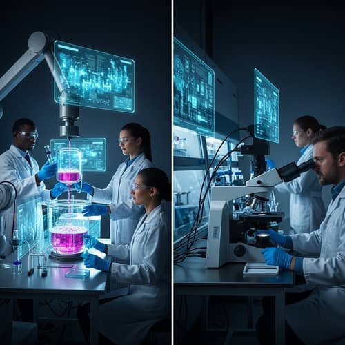 Futuristic Laboratory Scene with Scientific Experiments