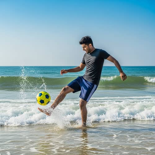 Shashank Playing Football in Sparkling Sea | Beach Soccer Fun