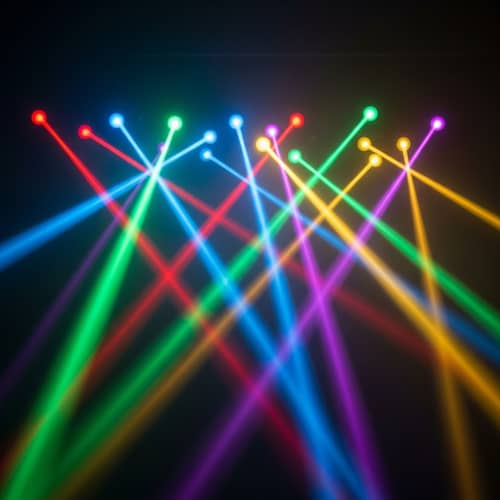 Focused Beams of Light in Vibrant Colors
