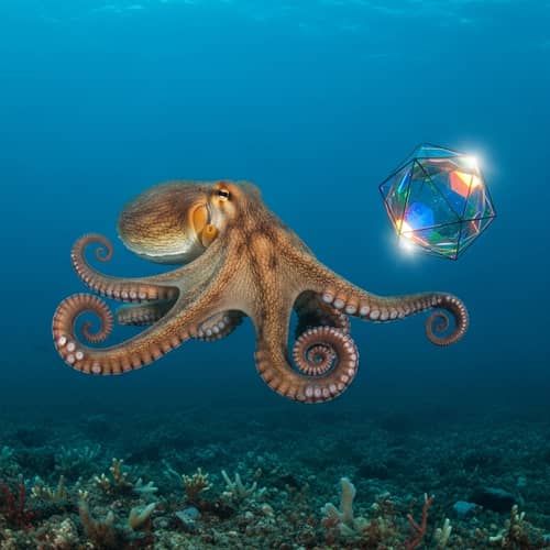 Colorful Octopus in Underwater Habitat | Geometric Shape Exploration