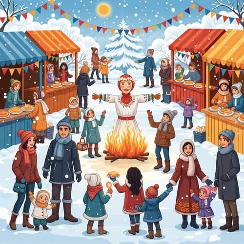 Vibrant Maslenitsa Celebration - End of Winter Festival