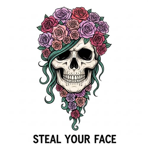Feminine Steal Your Face Skull Art with Roses