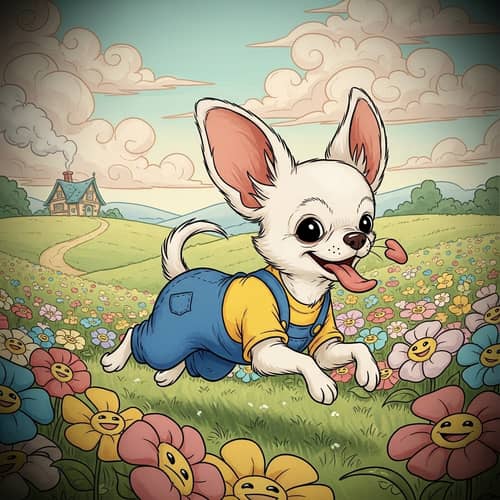 Whimsical White Chihuahua in Floral Wonderland