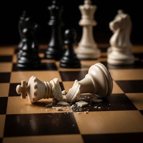 Shattered Chess Queen: Symbol of a Game Gone Awry