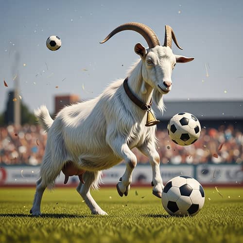 Abstract Goat Playing Soccer Imagery