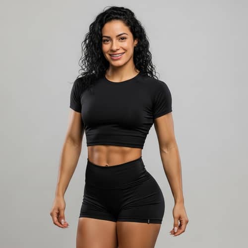 Tone and Fit Hispanic Woman with Beautiful Smile and Braces