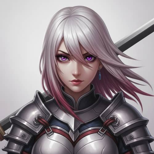 Fierce Anime-Style Woman with Distinctive Eyes and Hair